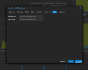 Containereinstellungen DNS